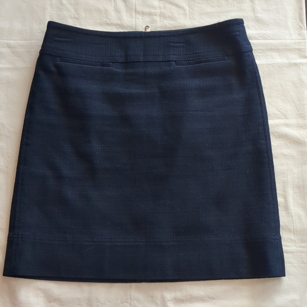 TALBOLTS Women Navy Blue Zipper /faux Packets A-Lined Skirt Size 2